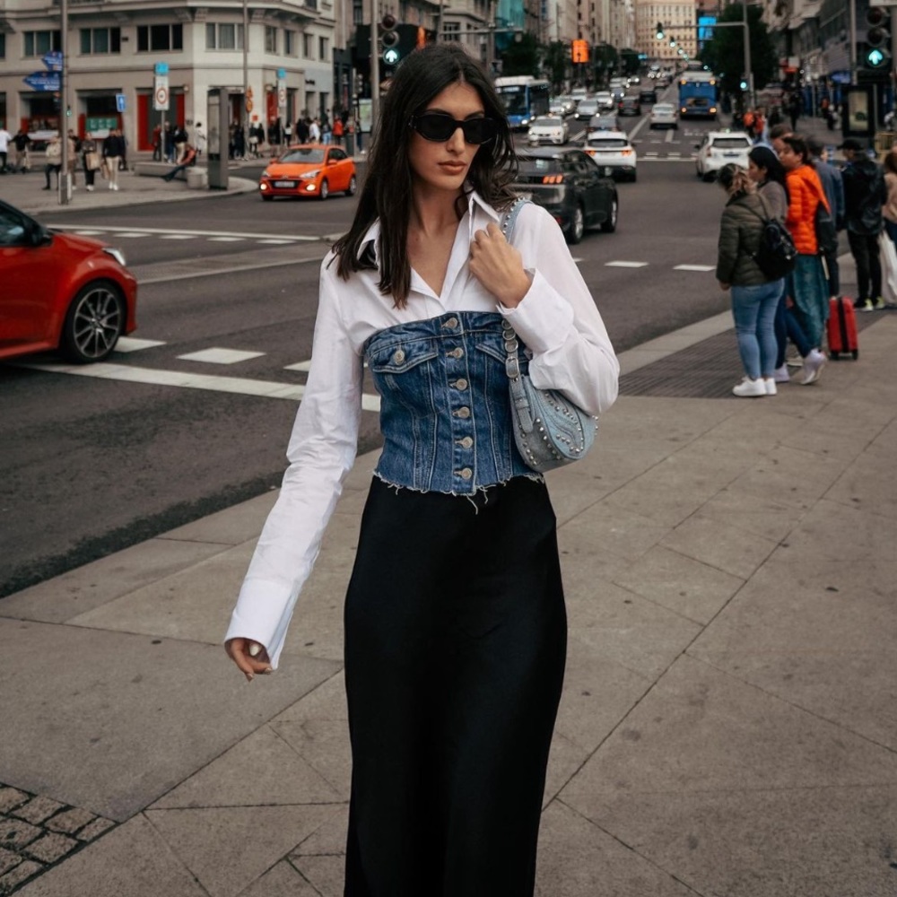 NWT Zara Denim Corset Top